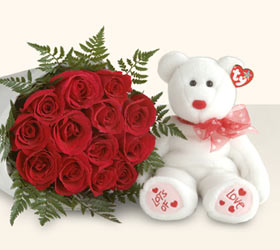 10 adet g�l ve beyaz ayicik