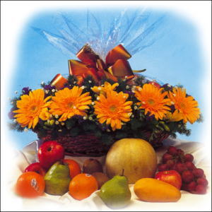 sepette gerbera ve meyvalar   Ankara gazi mahallesi �i�ek�i ma�azas� 