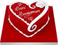 Seni seviyorum yazili kalp yas pasta  Ankara uluslararas� �i�ek g�nderme 