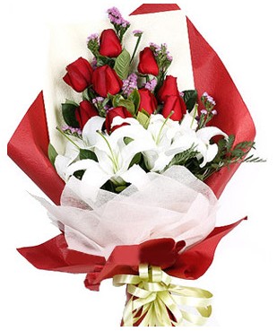  Ankara macunk�y �i�ek�iler  1 dal kazablankaa 9 adet k�rm�z� g�l buketi