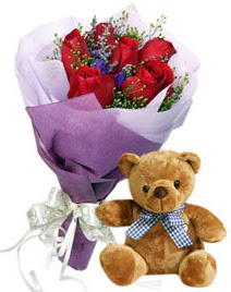 7 adet k�rm�z� g�l 15 cm boyutlar�nda ay�c�k  Ankara �entepe internetten �i�ek sipari�i 