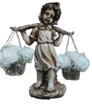 12 adet beyaz g�l ve 50 cm biblo bebek