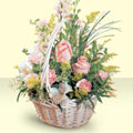  Ankara 14 �ubat sevgililer g�n� �i�ek  sepette pembe g�ller