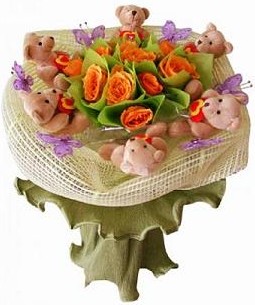6 adet pelus ayicik 12 adet yapay g�l buketi  Ankara ostim �i�ek g�nderme sitemiz g�venlidir 
