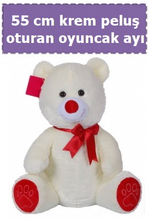 55 cm krem orta boy oturan pelu� ay�  Ankara demetevler ucuz �i�ek g�nder 