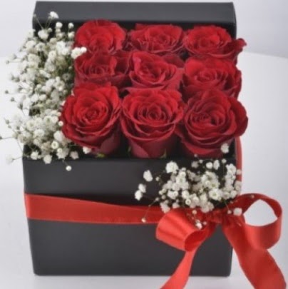 Kutu i�erisinde 9 adet k�rm�z� g�l  Ankara laleg�l �i�ek sipari�i sitesi 