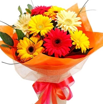 9 adet kar���k gerbera buketi  Ankara etimesgut �i�ek , �i�ek�i , �i�ek�ilik 